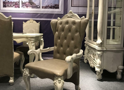Chair Throne Armchair Wood Set Dining room Designer Antique Style Rococo Baroque